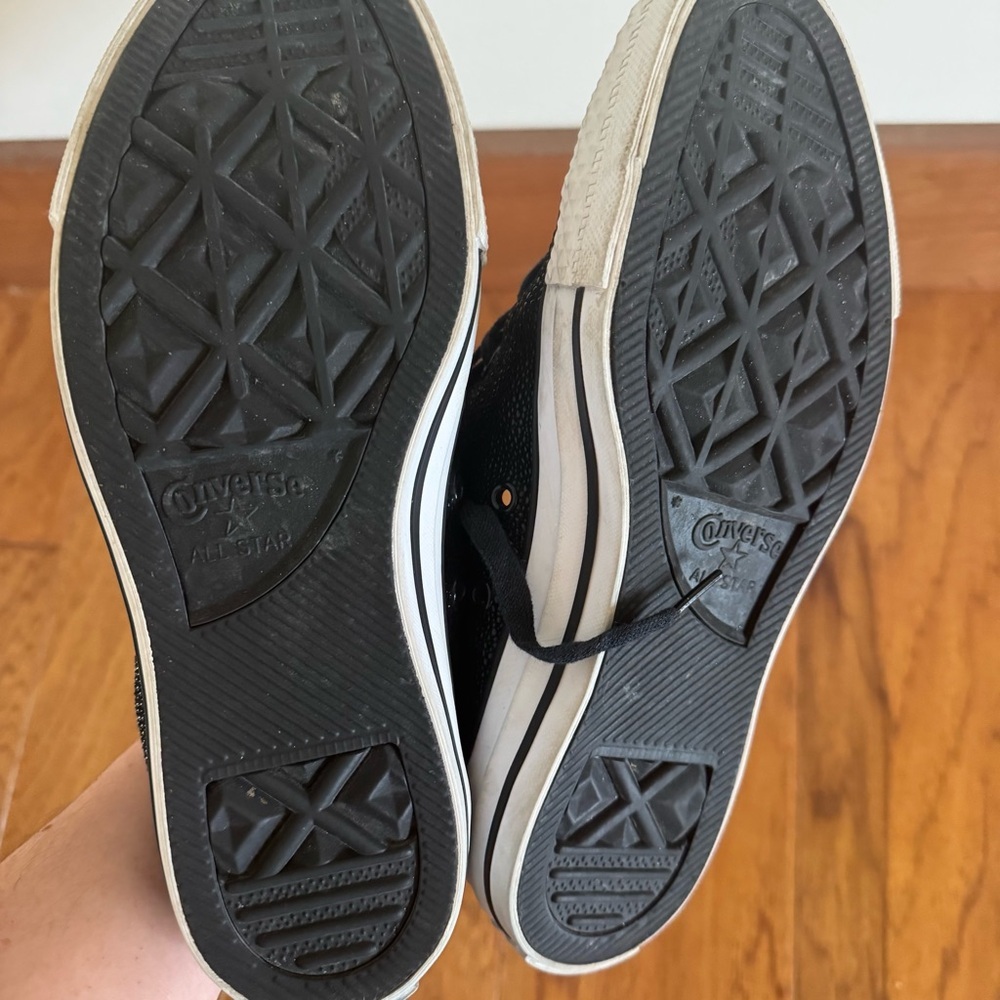 Converse All Star Low Top Sneakers Women’s 7 Pebble Black Leather Casual Shoes - Picture 6 of 9
